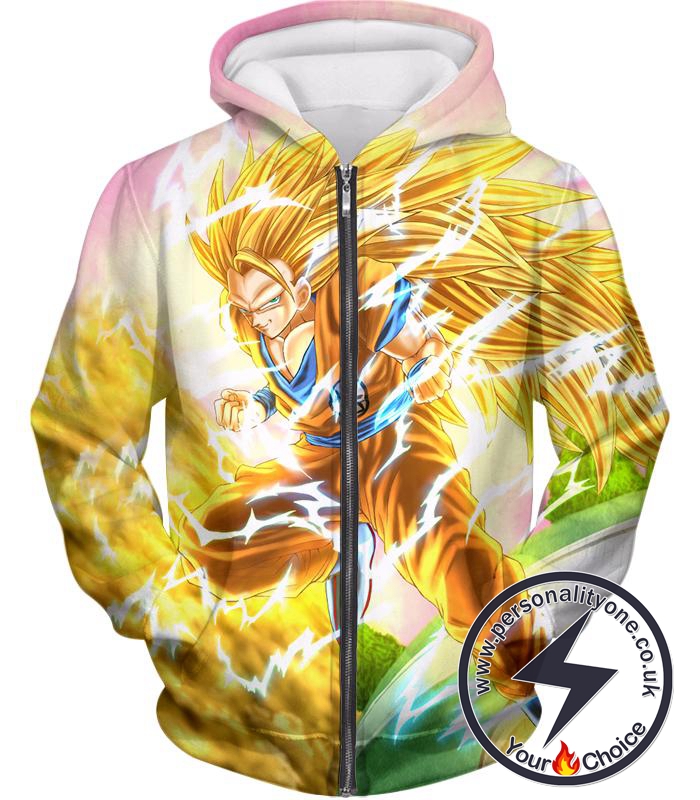 Dragon Ball Super Awesome Super Saiyan 3 Goku Cool Anime Promo Graphic Zip Up Hoodie